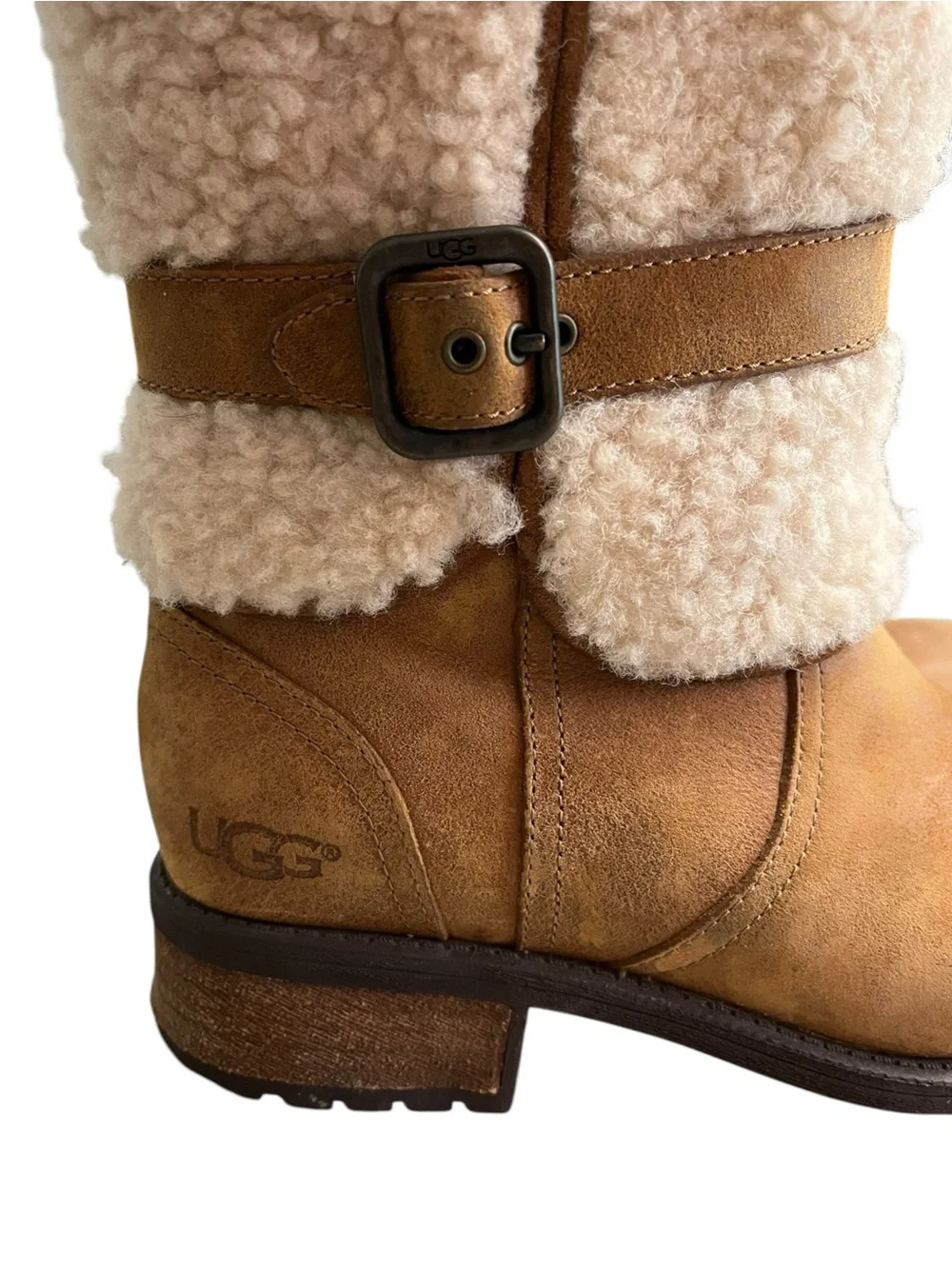 Ugg Blayre II Suede Shearling Side Zip Tan‎ Brown Winter Boots Women's 9